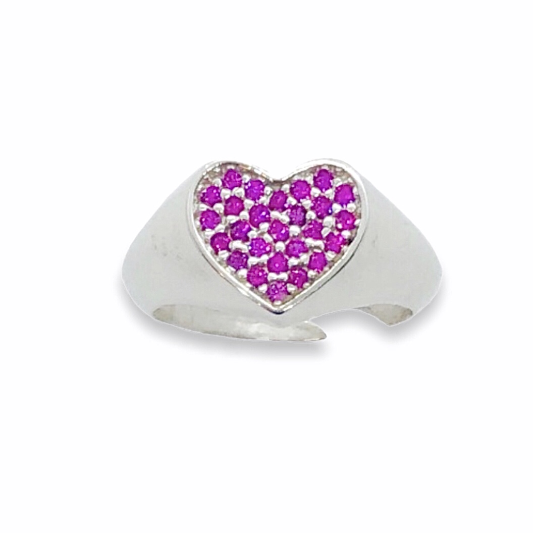 Anello Con Cuore Zirconato Fucsia - Da Mignolo