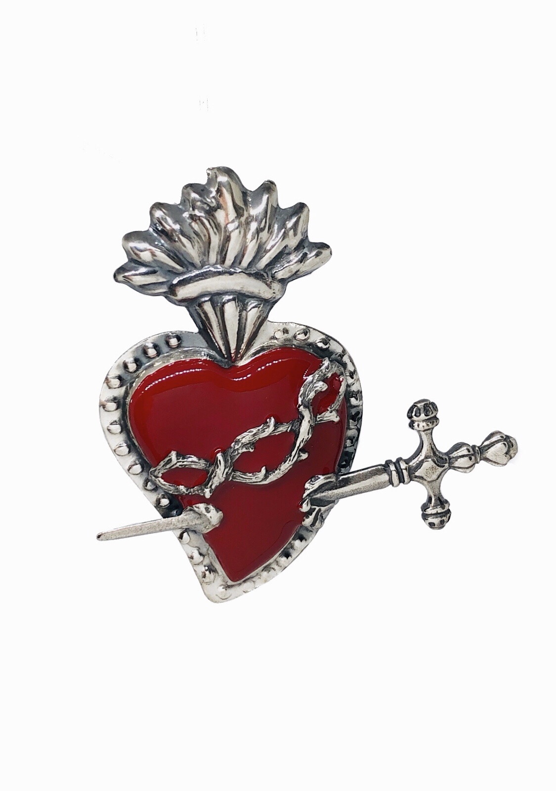 Cuore Sacro Smaltato Con Spada
